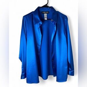 Sag Harbor Royal Blue Satin Blouse